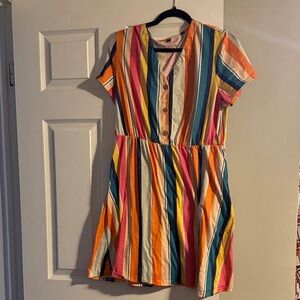 Colorful Striped Button-Down Dress
